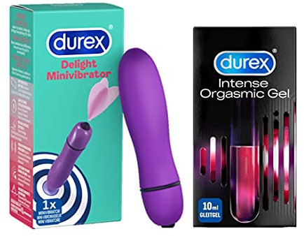 Durex Minivibrator + Stimulationsgel für intensivere Orgasmen für die Frau mit 1x Durex Intense Real Pleasure Vibrator + 1x Durex Intense Orgasmic Gel 10ml