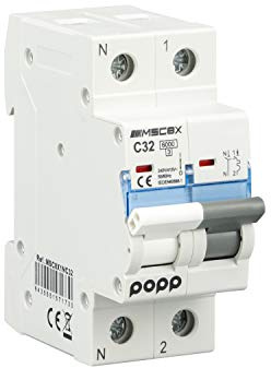 POPP® Interruptor Automático Magnetotérmico industrial CURVA C 1P 2P 3P + 6A 10A 16A 20A 25A 32A 40A 50A 63A … (2P, 32A)