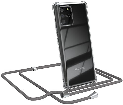 EAZY CASE Handykette kompatibel mit Samsung Galaxy S10 Lite Handyhülle mit Umhängeband, Handykordel mit Schutzhülle, Silikonhülle, Hülle mit Band, Stylische Kette mit Hülle für Smartphone, Anthrazit