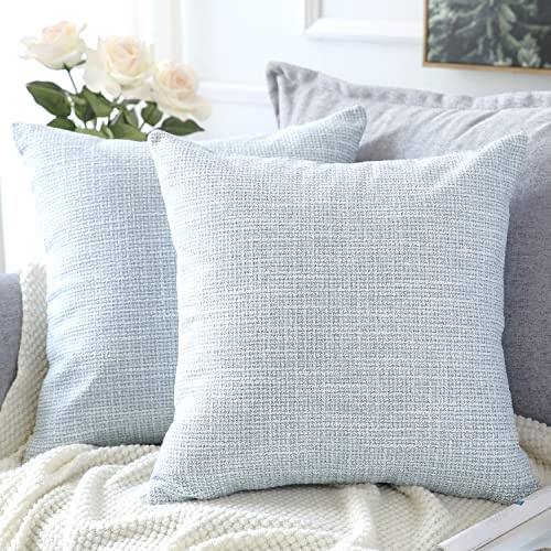 Artscope 2er Set Kissenbezug Einfarbig Wurfkissenbezug, Leinen Kissenbezüge Moderne Dekokissen Kissenhülle Set Kissen Fall für Sofa Auto Schlafzimmer Zuhause Dekor 16x16 Zoll 40x40cm Blau Grau