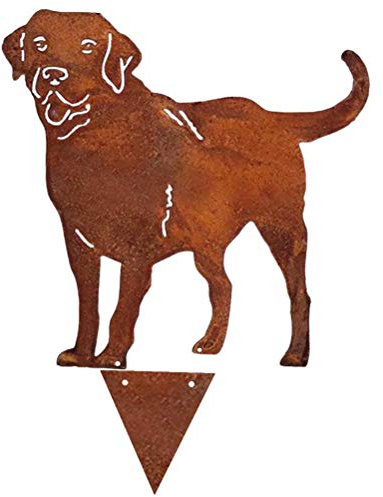 HEITIGN Metall Hund Garten Statuen, Labrador Hund Dekor Silhouette Pfahl Garten Kunst, Metall Hund dekorative Garten Pfähle Hund Silhouette Garten Dekoration für Outdoor Rasen Ornamente Yard Sign