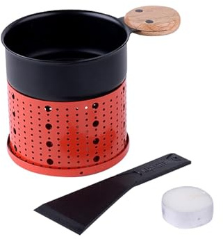 Une Raclette à la Bougie, Appareil a Raclette avec Spatule Bois Inclues, Faites Fondre Votre Fromage en 3 Minutes, Devant la télé ou même en Pique Nique (2 pc - Orange)