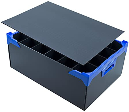 Caterbox Wine Glass Storage Box | Protective Glassware Storage Crate with Dividers | Box with 24 Cell Divider Insert and Lid | Max Glass Size: H190 x W78mm