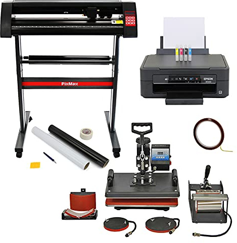 Vinyl Cutter Sublimation Printer 5 in 1 Heat Press T Shirt Transfer Digital Industrial Business Home Custom Design Plotter Machine Stand Cutting Printing | Weeding Pack