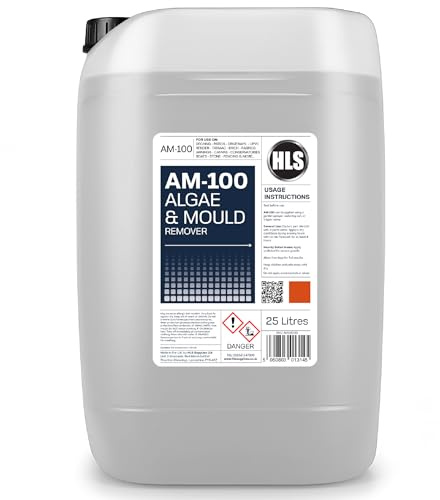 HLS Supplies 25L AM-100 Algae and Mould Remover Patio - Spray & Leave Fence, Deck and Render Cleaner Pet Friendly Once Dry
