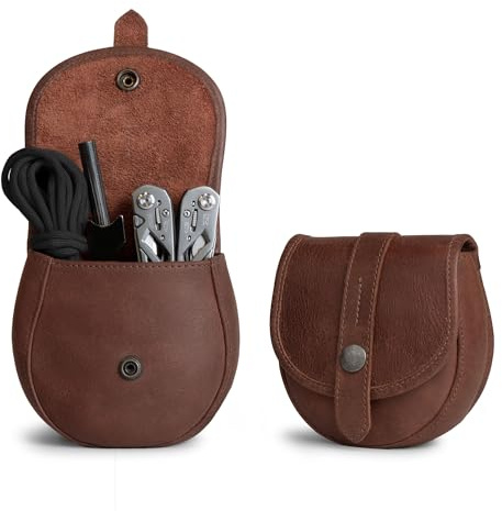 Hide & Drink, Bushcraft Leather Pouch Handmade from Full Grain Leather - Waist Holster Bag, Conveniently Attaches to Belt - Accessory for Storing Tools and Equipment for DIY Projects - Bourbon Brown