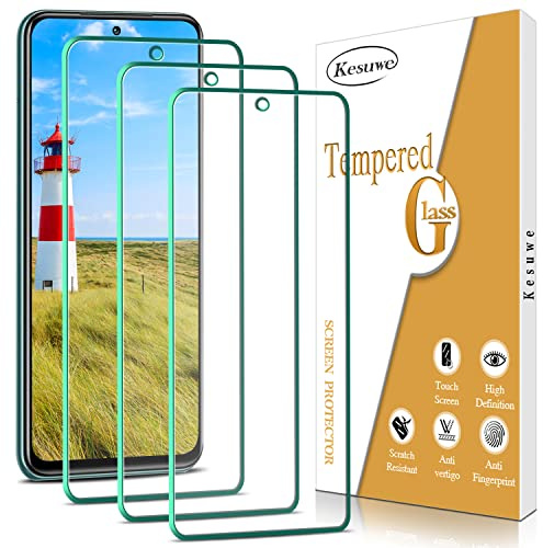 Kesuwe - Protector de pantalla para Xiaomi Redmi Note 10 Pro/Note 10 Pro Max, dureza 9H, película de vidrio templado, sin burbujas, compatible con la funda, transparente HD, fácil instalación