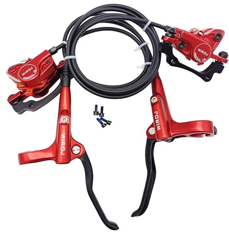 Mountain Bike Hydraulic Disc Brake Set, Front & Rear MechanicalDisc Brake Kit Fit Bicycle MTB XC Trail, e-Bike, Fat Bike, Upgrade kit (Red - Right Front & Left Back)