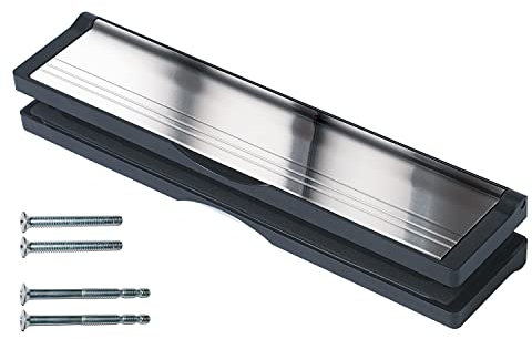 Keypak 12 inch (30.6cm) Sleeved Door Letterbox - for 40-80mm Door Thickness, Anti-Snap Flap, Internal Draught Excluder, Adjustable Letter Box for UPVC Composite Wood Doors (Black/Polished Silver)