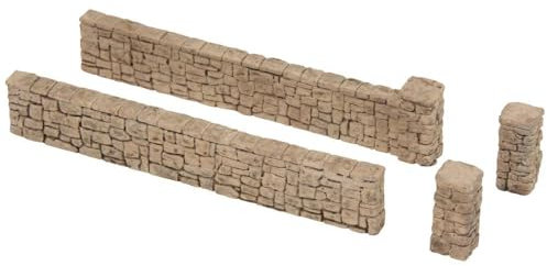 NOCH Gartenmauer aus Kunststoff, detaillierte Modellbau Mauer, 12 Teile für Spur H0