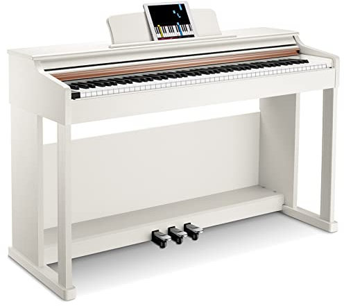 Donner Digitalpiano 88 Tasten Gewichtet DDP-100, Anfänger Keyboard Piano Bundle mit Möbelständer, Netzadapter, Weiß