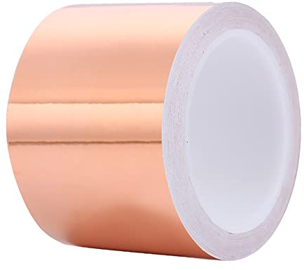 TopHomer 80mm Breite Kupferfolienband, Kupferband Schneckenabwehr Einseitig Leitfähiges EMI Abschirmband, Selbstklebendes Kapton Tape für Erdung, Musikinstrumente, Gärten, 20M Länge