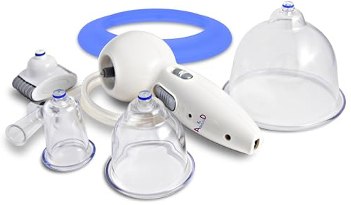 A & D Beauty Set per terapia a coppettazione, massaggio a ventosa per pelle di tango perfetto, massaggio elettrico a coppettazione, trattamento anticellulite, massaggio intensivo con 4 ventose + tazza