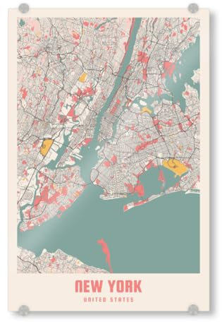 artboxONE Acrylglasbild 45x30 cm Städte/New York New York Stadtplan - Bild New York New York New York City