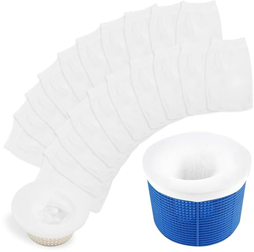 Pool Skimmer Socken, Filter Skimmer Pool, 20PCS Skimmer Filter Netz, Pool Filter Netz, Schwimmbad Skimmer Socken, Wiederverwendbar Skimmerkorb Netz für Entfernt Gras Blätter Pollen Öl Insekten Haare