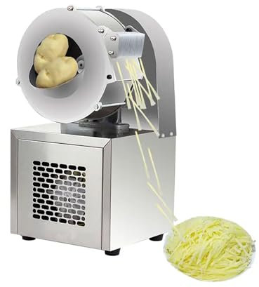 Broyeur de pommes de terre électrique commercial, trancheuse de légumes automatique en acier inoxydable 1860 tr/min, râpe multifonctionnelle 180 W pour pommes de terre, carottes, concombres