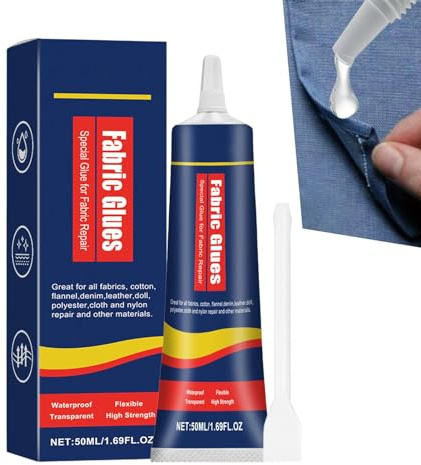 Colla per tessuto per patch, colla per tessuto, colla per tessuto, 50 ml, colla permanente per tessuto, lavabile e asciugabile, per flanella, panno, denim, lino, poliestere, asciugatura