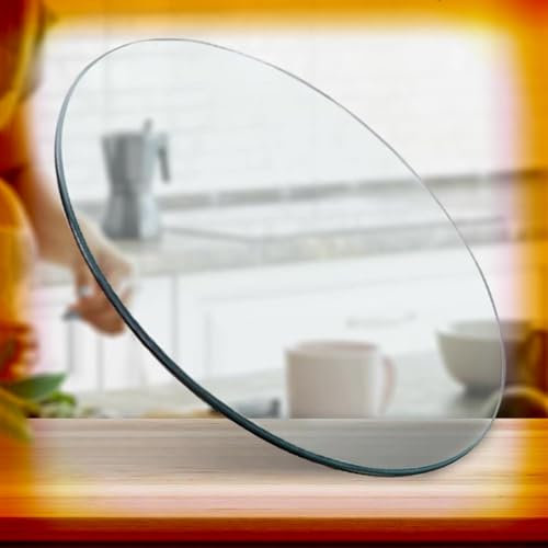 QSPNVFB 50cm Piano del Tavolo in Vetro Temperato, Rotondo Vassoi Decorativo, Piano Rotondo in Vetro, Vassoio da Portata Trasparente per Tavolo da Pranzo(22 inch(55cm))