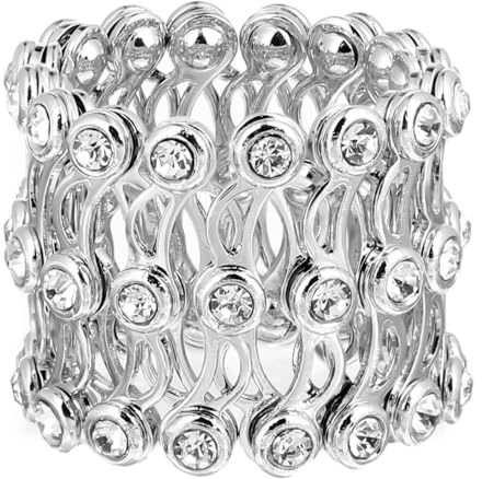 OATIPHO Ringarmband Damen Dehnbarer Ring Mit Strass Armband Und Fingerring in Einem Wandelbarer Schmuck Für Party Alltag Und Geschenk
