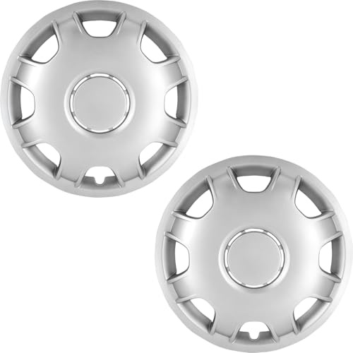 2 piezas de tapacubos Premium 15 pulgadas convexas en color plateado mate compatibles con autocaravanas, furgonetas y camionetas, juego de 2 tapacubos convexos, embellecedores de rueda, cubrellantas