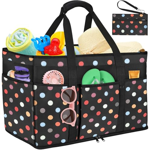 LUROON Strandtasche XXL Familie mit Reißverschluss, Badetasche Große Damen Faltbare Badetasche XXL Familie Leicht Beach Bag Schwimmbadtasche für Strand Pool Picknick Reisen 50 * 35 * 20cm