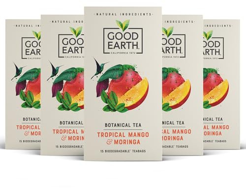 Good Earth Tea Co. Chamomile & Grapefruit Herbal Tea, 5 x 15 Tea Bags | Fruit Tea, Bold Flavour, Natural Ingredients, Caffeine-Free, Vegan, Compostable Teabags, Recyclable Packaging, Multipack
