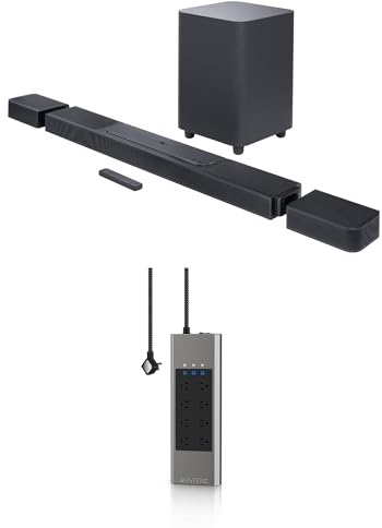 JBL BAR-1300X 11.1.4ch Soundbar e subwoofer con altoparlanti surround e un Austere 7S-PS8-US1 VII-Series 8 Outlet Power w/Omniport USB (2022)