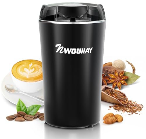 Molinillo de café eléctrico 300 W Capacidad 75 g Cuchillas de Acero Inoxidable Molinillo Multifunción Ideal para Café, Especias o Frutos Secos, Fácil de Usar y Limpiar para Casa o Viaje