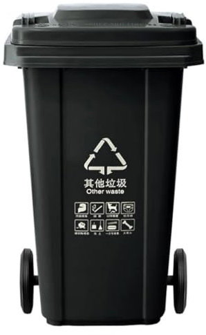 UCKYSU Contenedor Basura For Exteriores 100 L, 120 L, Con Ruedas Bote Basura Grande Con Asa Antideslizante Estable Resistente Al Aplastamiento For Restaurantes Oficinas Almacenes(Black,100L)
