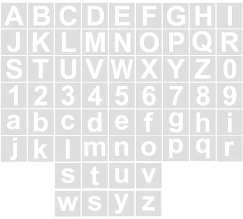 Zeichenschablonen, Buchstaben- und Zahlenschablonen, Zeichenvorlagen, wiederverwendbare PET-Schablonen zum Malen auf Papier, Holz, Metall, Stoff, Wand, 60 Stück