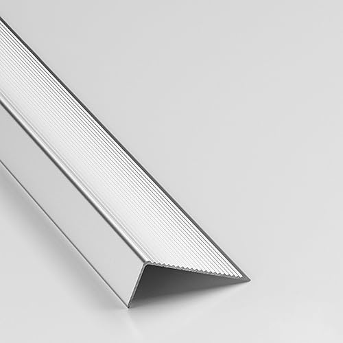 MESOVFCA Extra Wide L-Shaped Stairs Nose Edging, Homes Edge Protection Strip for Stair/Step/Windowsill/Threshold, Non-Slip Steps Transition Decoration (Color : Silver)