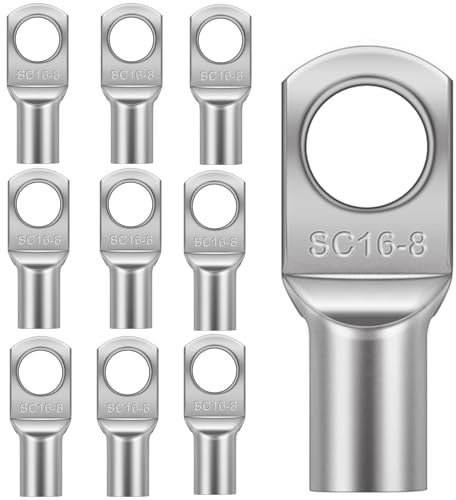 10 Pcs Battery Terminal Connectors,Copper Crimp Connectors and Cable Lugs,Bolt Hole Crimp Terminals Connector for Electric,Auto,Boat,Car