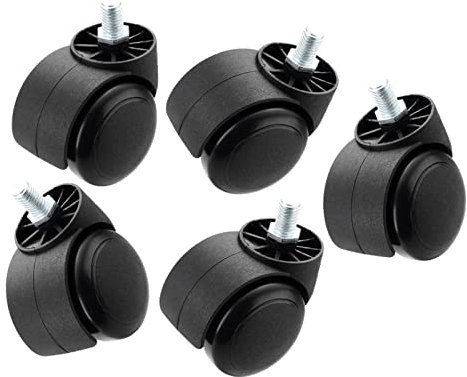 5x Office Chair Casters - Replaceable PU Wheels, Universal Hard Floor Casters for Swivel Chairs, Rolling Dual-Wheel Design, Durable Black/White Options, Perfect for Home & Office