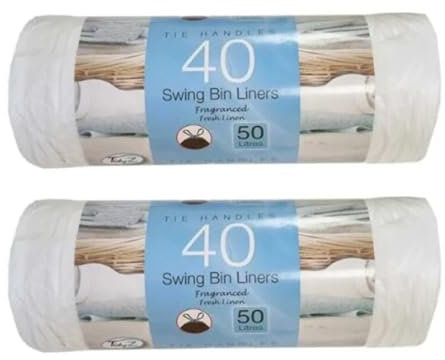 KAV Swing Müllbeutel 50L - 2 Rollen (80 Zuggriffbeutel), frischer Leinenduft, starke Jumbo-Müllsäcke mit Kordelzug - parfümierte Müllsäcke für Haushalt & Küchenabfälle