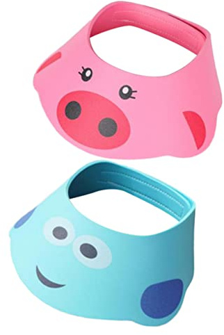 VANZACK 2stücke Duschhaube Zum Haarewaschen Adjustable Junge Mädchen Haarwaschschild Für Baden Und Duschen Leicht Zu Reinigen Mit Cartoon-design Für Kleinkinder Und Junge Mädchen