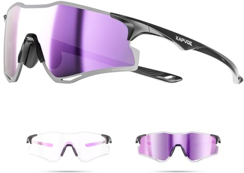 KAPVOE Fahrradbrille Selbsttönend Herren Damen Schnelle Brille MTB Radfahren Radbrille 24g Ultraleicht Laufbrille Sportbrille Sonnenbrille Rennrad Radsport K425