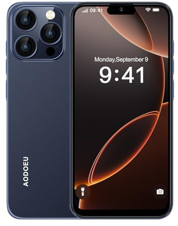 Smartphone Pas Cher 4G, Android 13, Écran 6.3 HD+, 64Go ROM ,6Go RAM, 5285mAh Batterie, 8MP+16MP CaméraTéléphone Portable, Face ID/Dual SIM/WiFi/GPS Téléphone Portable Pas Cher sans Forfait-Bleu