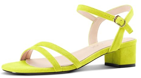 Aachcol Donna Quadrata Aperte sulla Punta Blocco Tacco Heel Cinturino alla Caviglia Basso Tacco Heel Sandali da Feste Dress Scarpe 5 CM Heels