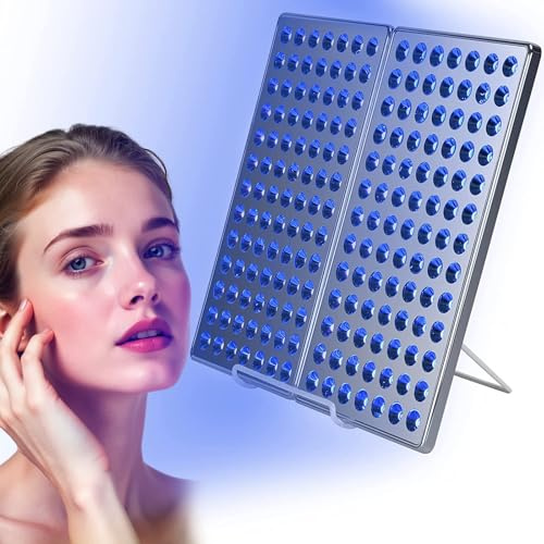 Lampe de Bronzage Visage et Corps, 24W avec 182 LEDs UV, Appareil de Solaire Maison, Inclus Support et Lunettes de Protection (Argenté)