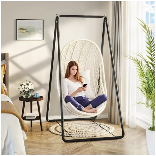 Hängesessel Gestell A-Form Metall Schaukelgestell 150kg Tragkraft Rostfrei mit Anti-Rutschfüßen Outdoor Lässig Entspannt Schaukelgestell für Balkon Garten Indoor & Outdoor