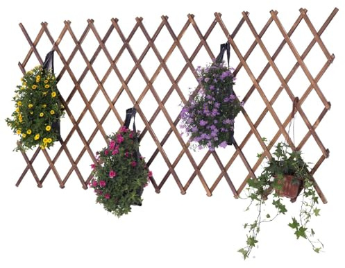 Treillis de jardin extensible en bois pour plantes grimpantes – Panneau de clôture en treillis pour une utilisation en extérieur – Support parfait pour vignes, lierre, roses et concombres (99,1 x 25,4