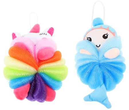 PENIKOKO 2 piezas Esponjas de Baño Infantiles Suaves y Exfoliantes con Diseño de Dibujos Animados Estropajo Lufa Ligero para de Bebés para Baño Diario