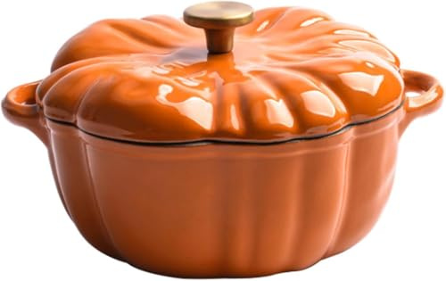 JuanNest Kürbis Emaille Eintopf Aus Gusseisen 1.5/1.85/3.7L, Kochtopf In Kürbisform, Mit Antihaftbeschichtung,Topf, Auflauf, Suppentopf, Halloween Dekortopf, Küche Kasserolle, Kürbis Schüssel A,16CM