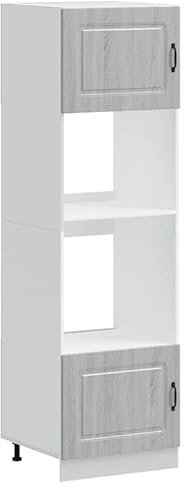 Eleganz Kalmar Lot de 2 armoires de cuisine en matériau à base de bois pour cuisines encastrées modernes, peu encombrantes et durables Gris