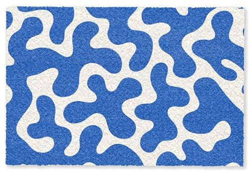 MuchoWow© Fußmatte innen Sauberlaufmatte Fußabstreifer Türvorleger | 60x90 cm - Schmutzfänger Fusmatte Indoor Matten Wohnungstür Schuhabstreifer Formen - Abstrakt - Blau - Wellen