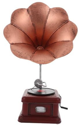 CORHAD Vintage Phonograph Decorative Model Small Retro Gramophone Ornament for Home Desk Shelf Creative Classic Retro Design with Delicate Craftsmanship and Elegant Artistic Atmosphere