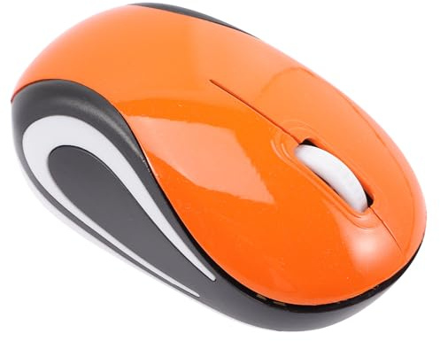 Mouse Wireless Compatto 2, 4 Ghz con Ricevitore USB per Portatile | Design Ergonomico in Abs, Formato Mini Arancione, a Casa nella Borsa del Computer