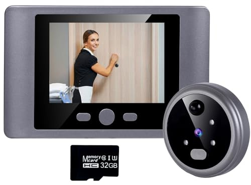iTenen Mirilla digital para cámara con microSD de 32 GB, 1080P, inalámbrica, timbre con monitor de 2,8 pulgadas, detección de movimiento PIR, visión nocturna, sin wifi, sin aplicación