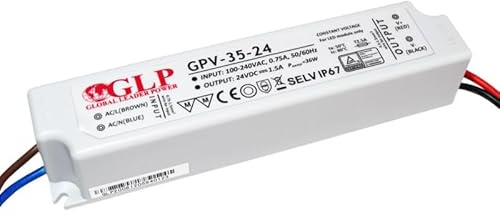 B·LED BARCELONA LED Wasserdichte LED-Stromversorgung, 35 W, 24 V, DC, schmal, IP67, Transformator für den Außenbereich, 1,5 A, wasserdichter LED-Treiber, hohe Effizienz