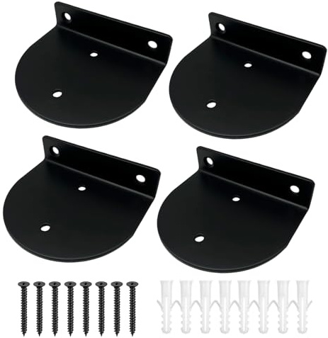 4 Stück Schwebende Regalhalterungen, Halbkreis Wandregal Halterung Unsichtbar Schwerlast Regalwinkel Schwarz Regalträger Wandmontage Kleines Regal Wand für Badezimmer Wohnzimme